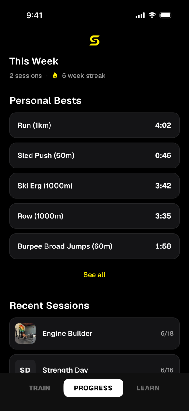 SOSA progress screen